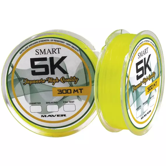 Волосінь Smart Monofilo Smart 5K 300m (yellow) 0.261mm 14lb/7kg, Диаметр: 0.261mm, Размотка: 300m, фото 